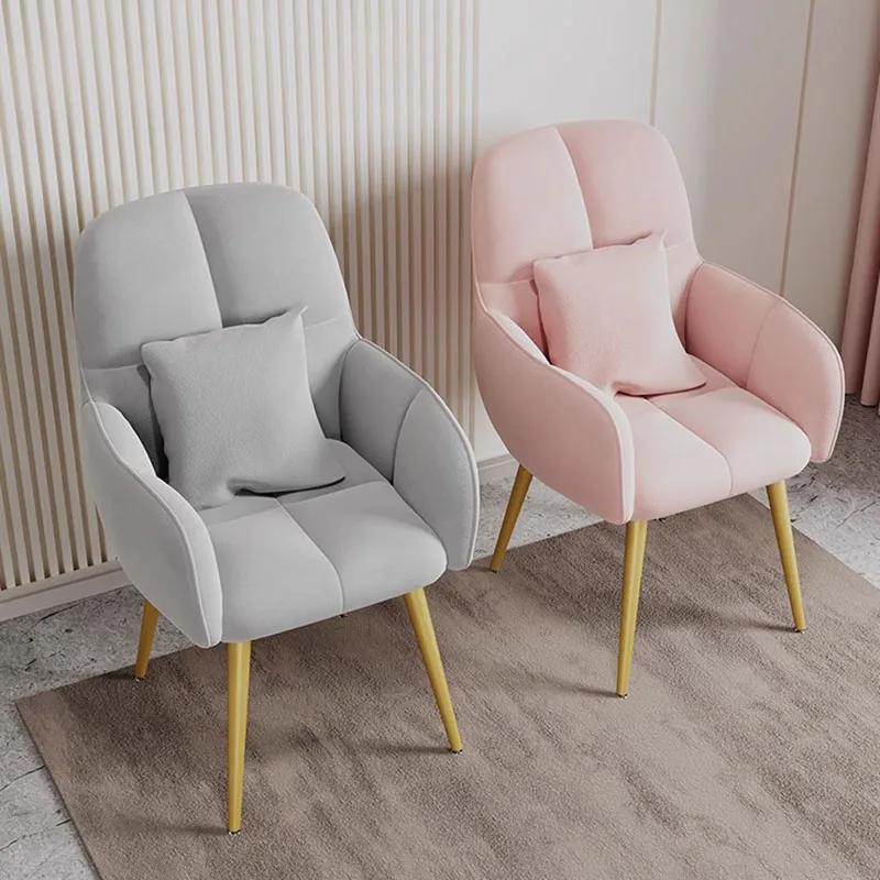 

Floor Minimalist Dining Chair Pink Waiting Regale Lounge Restaurant Girl Chair European Living Room Sillas De Comedor Furniture