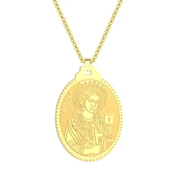 saint barbara pendant necklace for men women stainless steel metal catholic saint barbara medallion choker jewelry collar
