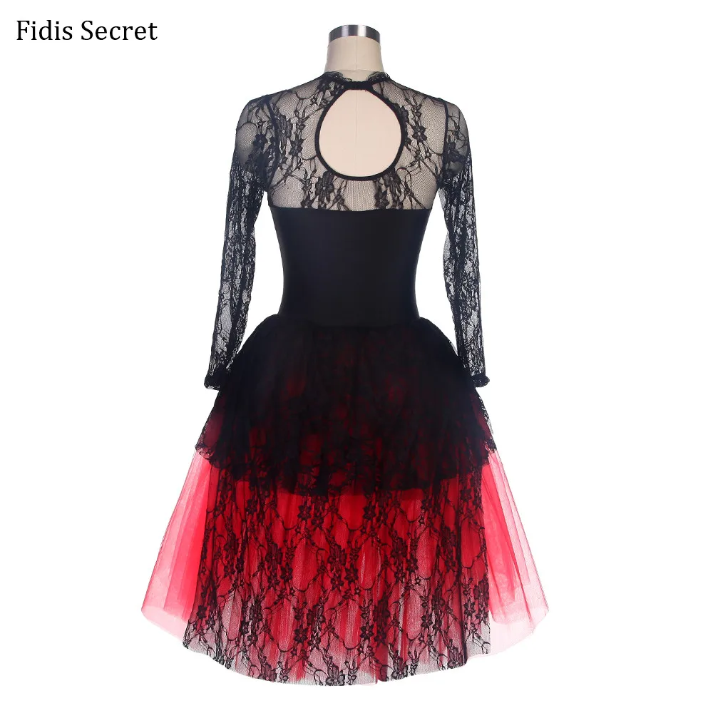 Женская Черная кружевная + красная фатиновая юбка романтичная балетная пачка