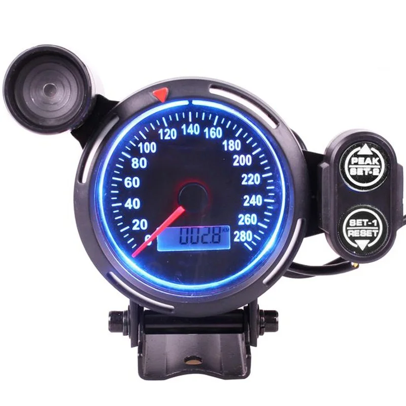 

80mm Speedometer Gauge Tach 280 MPH Boat Car Gauge Blue Light Universal Speed Gauge Motorcycle Tachometer