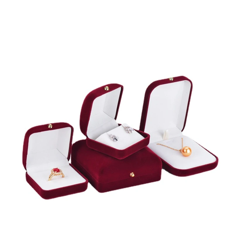 

Brown Red Small Flannel Jewelry Box Ring Box Wedding Ring Necklace Box Jewelry Earrings Box Bracelet Box Custom Box with Logo