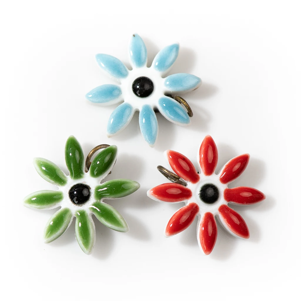 

5pcs 21mm Big Multicolor Ceramic Small Flower Daisy Belt Ring Bracelet Necklace Porcelain DIY Making Accessories Z613