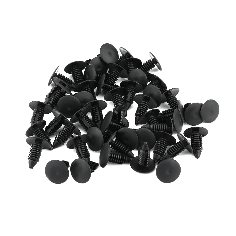 

50pcs Car Bumper Plastic Rivet Fastener Retainer Trim Push Pin Clip Black
