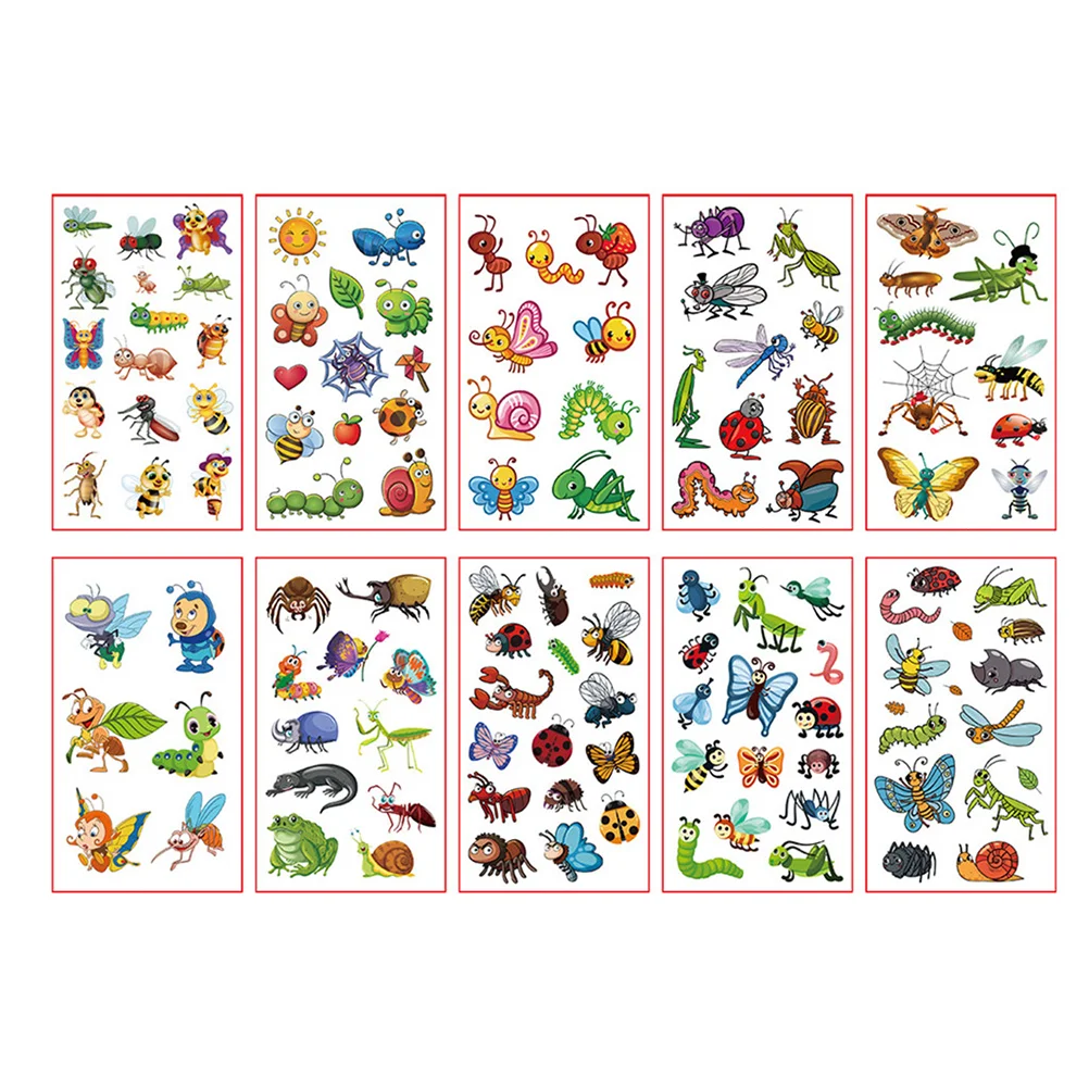 

Tattoo Stickers Removable Tattoos Fake Party Accessory Adorable Temporary Decorative Cartoon Insect Kids For children