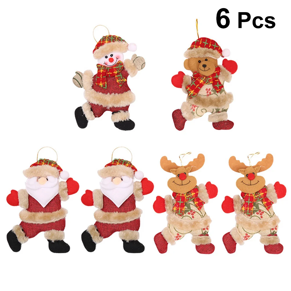 

6 Pcs Santa Decor Chistmas Cartoon Hanging Pendant Ornament Christmas Office Xmas Tree Decorations
