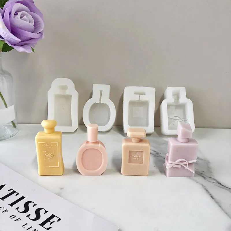 

1pc Perfume Bottle Shape Scented Candle Silicone Mold DIY Handmade Soap Wax Candles Making Supplies DIY Perfume Ornament