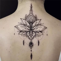 black mandala flower tattoo stickers waterproof body art temporary tatoo women men arm chest back water transfer fake tattoos