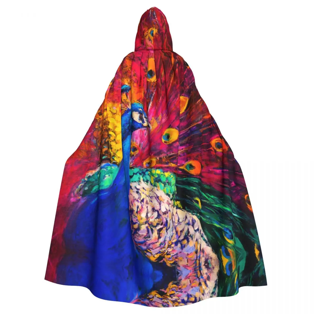 

Hooded Cloak Unisex Cloak with Hood Multicolored Peacock Painting Cloak Vampire Witch Cape Cosplay Costume