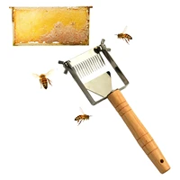 stainless steel honey scraper wooden handle honeycomb scraper adjustable stainless steel honey cutting shovel beekeeping