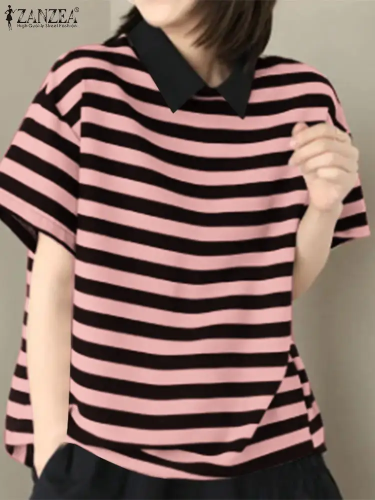 Женские туники с цветными блоками ZANZEA топы для праздника повседневные свободные