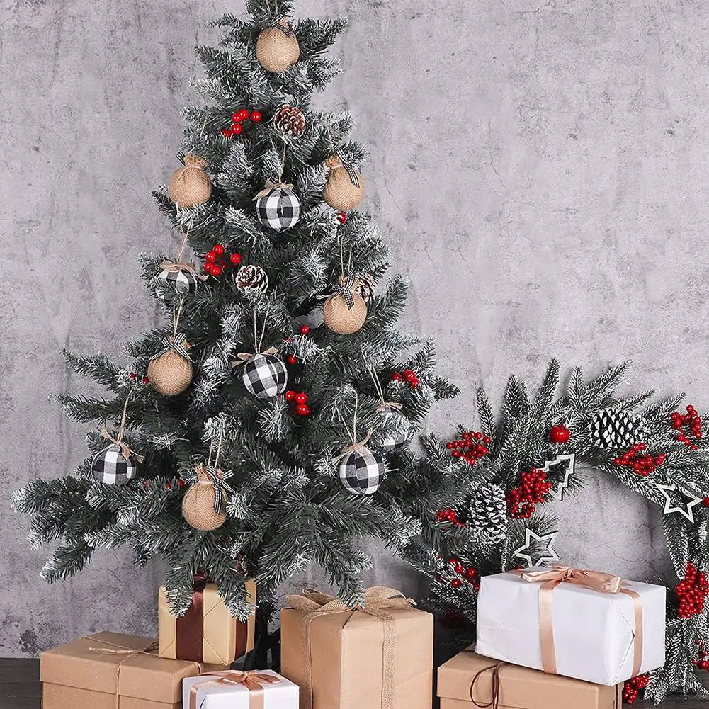 Украшения для новогодней елки 12 шт. 2-1/2 дюйма белые черные в клетку буйвола сшитые