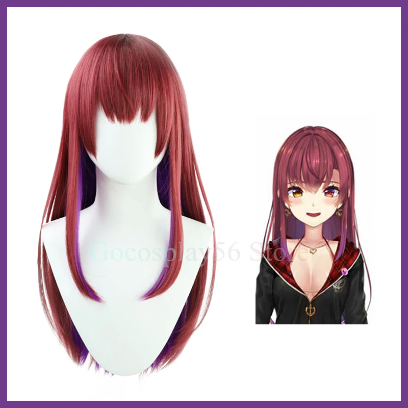 

Houshou Marine Wig Hololive Fantasy Girls VTuber Cosplay 70cm Long Straight Red Synthetic Hair Youtuber Role Play