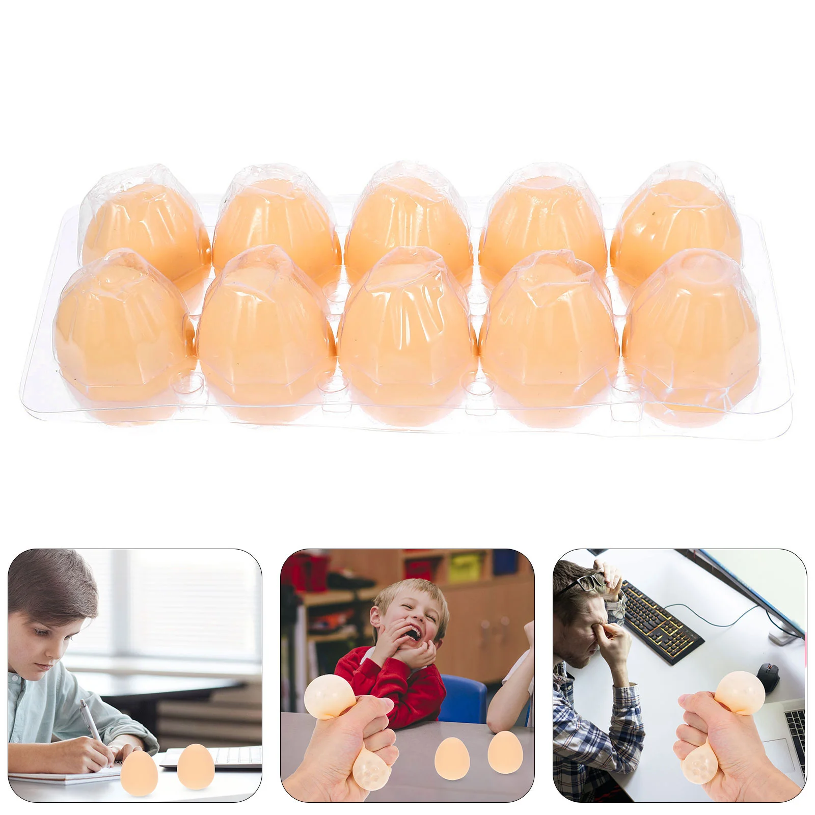 

10 Pcs Decompression Toys Egg Shape Squeezing Kids Playset Funny Stretchy Reliever Toddler Sensory