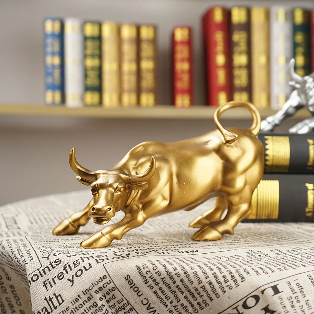 

Resin Wall Street Bull OX Statue Animal Figurines Office Desk Decor Living Room Interior Home Decoration Accessories