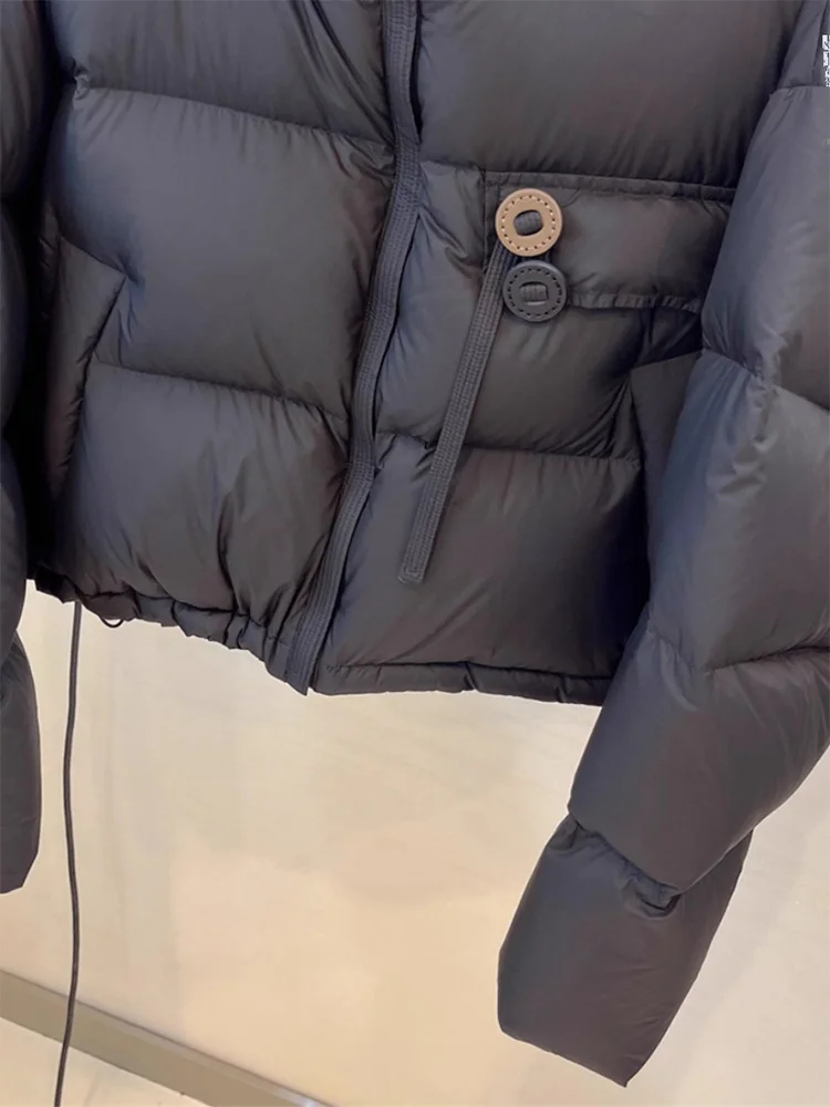 Small Cold-Proof down Coat Outerwear Women 2024 Winter New Solid Fluffy Design Short Stand Collar Top