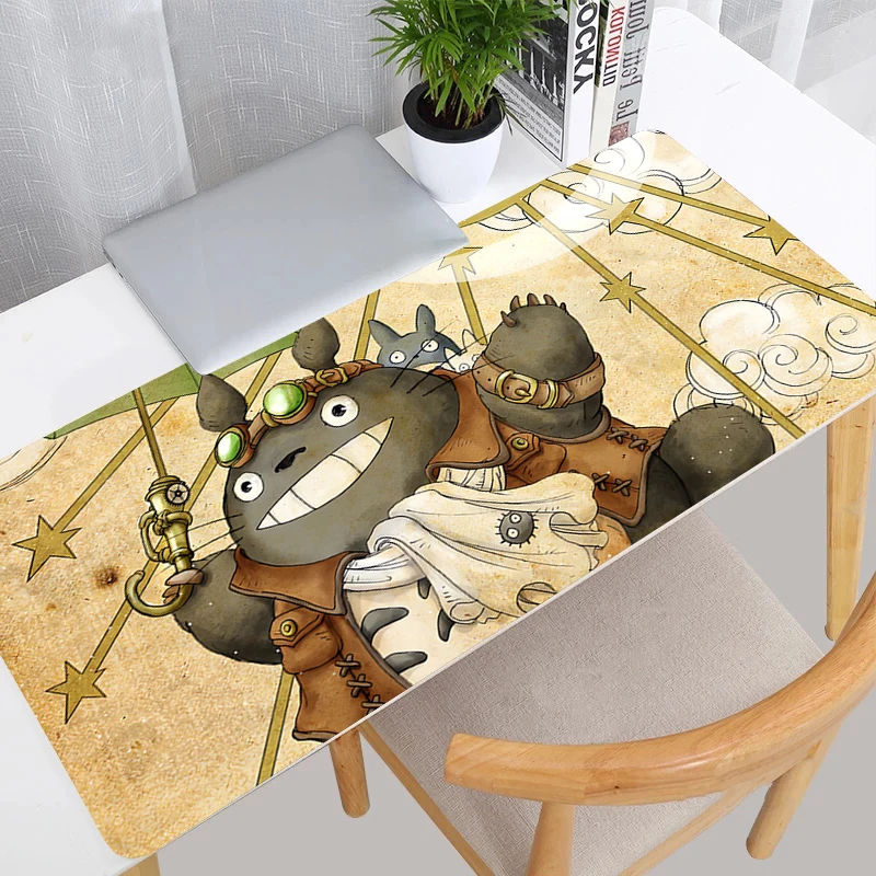Mouse Pad 900x400 Extended Desk Mat Laptop Cartoon Anime T-totoro Mousepad PC Green Plants Keyboard Kawaii Rubber