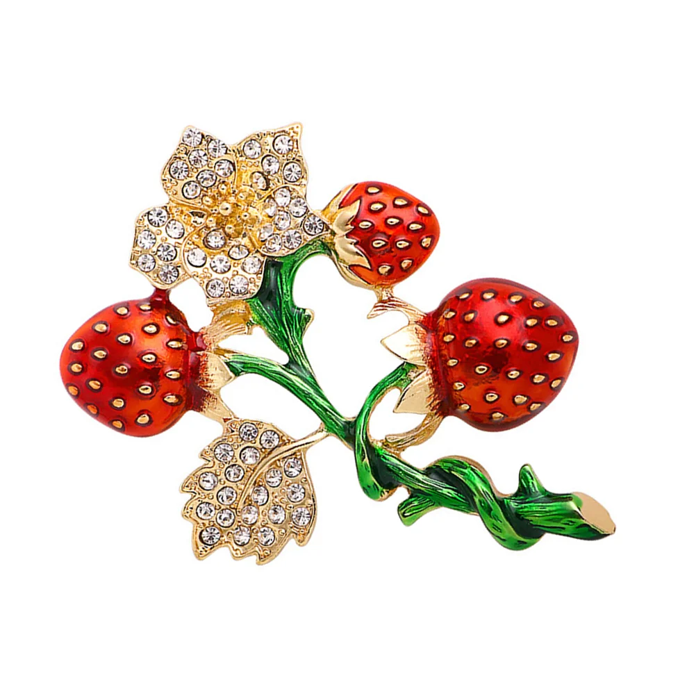 

Decorative Brooch Breast Pin Enameled Strawberry Brooch for Girls