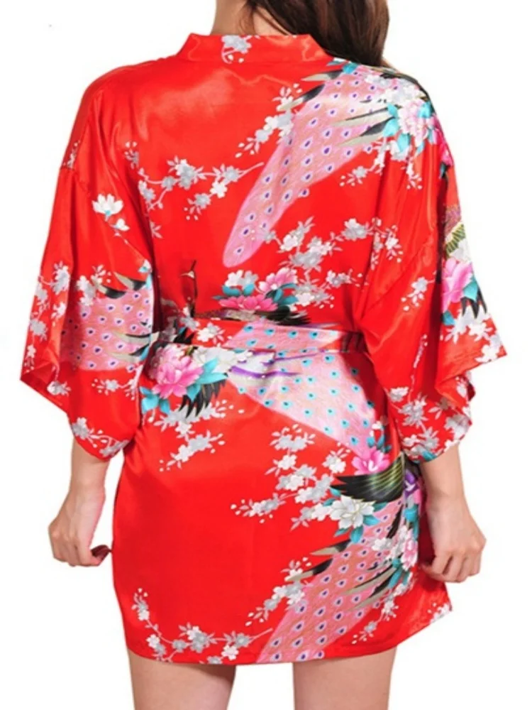 1 шт. элегантная Красная атласная ночная рубашка с цветочным принтом коротким
