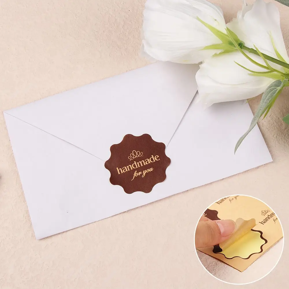 

Easy To Use Kraft Paper DIY 1.5 Inch 4-color Baking Decor 120 Pcs Flower-shaped Sealing Sticker