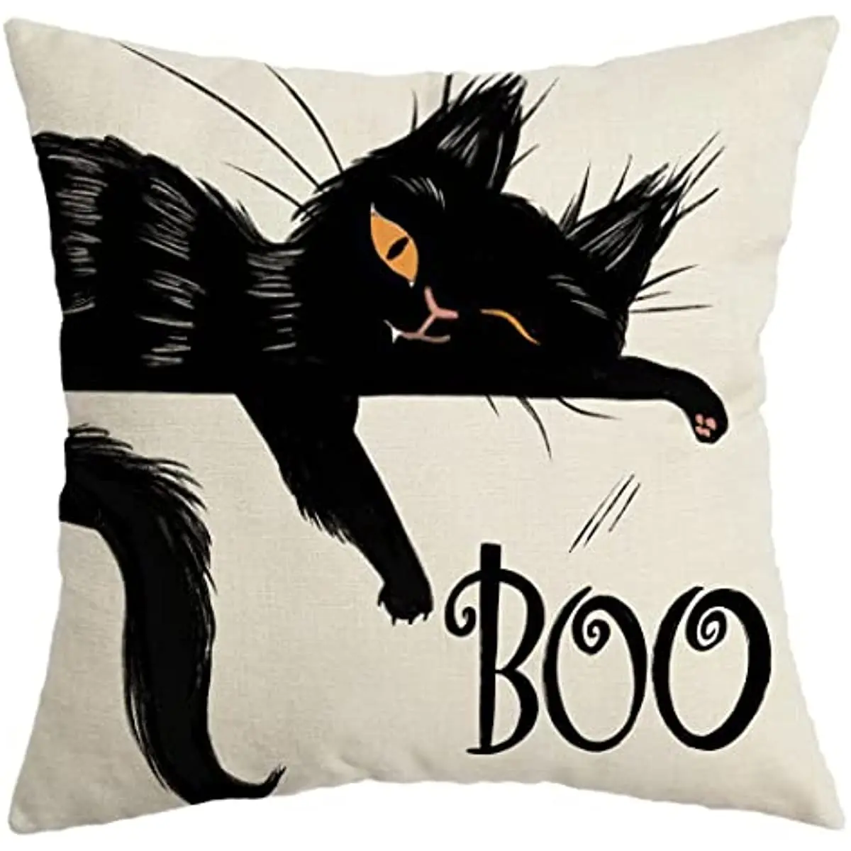 

Halloween Pillow Case Black Cat Decorative Pillowcases Farmhouse White Cushion Case Decor Autumn Home for Bed Sofa Couch 45x45