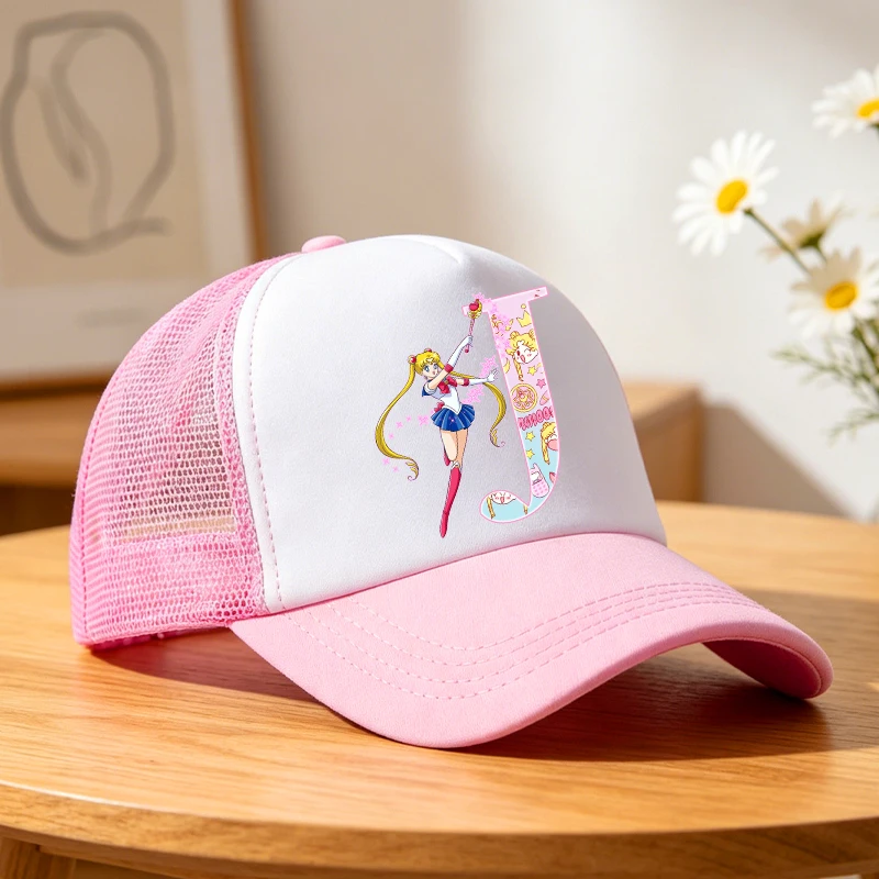 Фото Бейсболка Sailor Moon для девочек и женщин, с буквами A-Z, летняя дышащая сетчатая кепка от солнца, для активного отдыха, подарок, новинка №3
