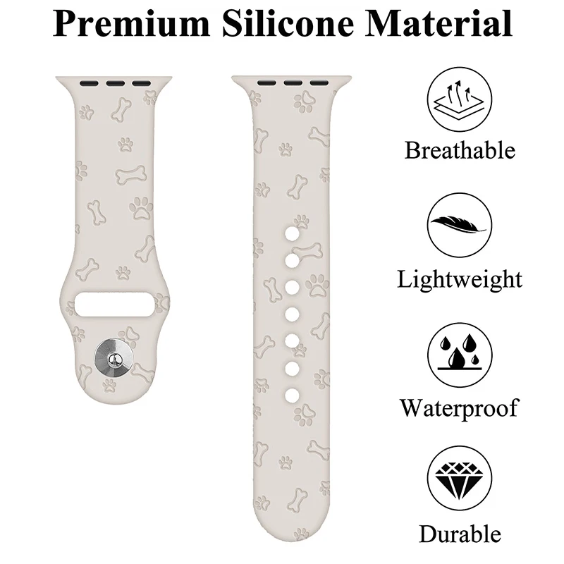 Dog Engraved Silicone Band for Apple Watch 38mm 40mm 41mm 42mm 44mm 45mm Colorful Strap for iWatch Series 8/7/6/5/4/3/2/1/SE