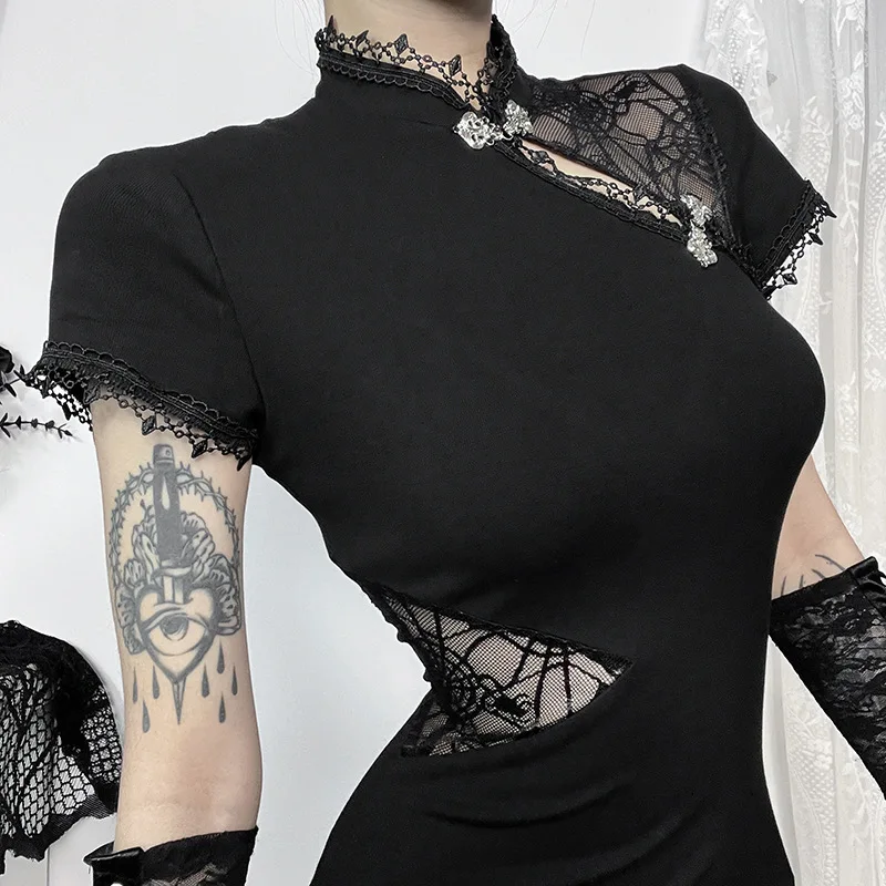 Goth Dark Облегающее сетчатое платье
