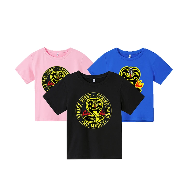 

Summer New Cobra Kai 3D Printed Animal Pattern Boys and Girls Unisex Round Neck Short Sleeves Personality Sports Hip Hop Casual