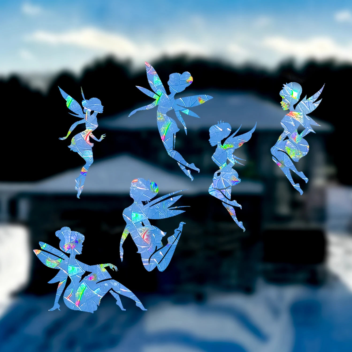 

Kizcozy Cute Elf Pattern Wall Stickers Sunshine Catcher Electrostatic Window Glass PVC Flower Cloud Reusable Rainbow Maker