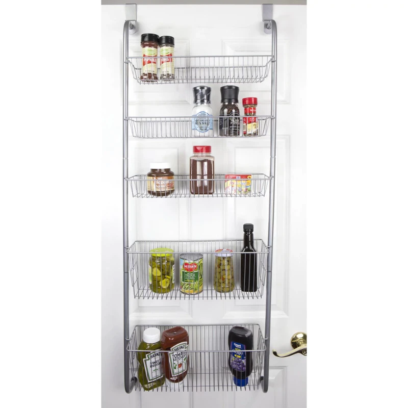 

Over the Door Kitchen Pantry Organizer, Grey, 5 Shelves