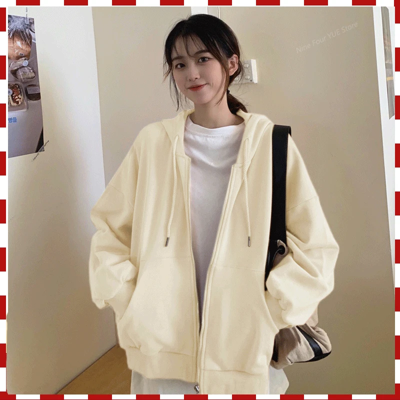 

2022 Autumn Hooded Sweatshirts for Women Plus Size Long Sleeve Vintage Casual Cardigan y2k Streetwear Zip Up Hoodie Clothes