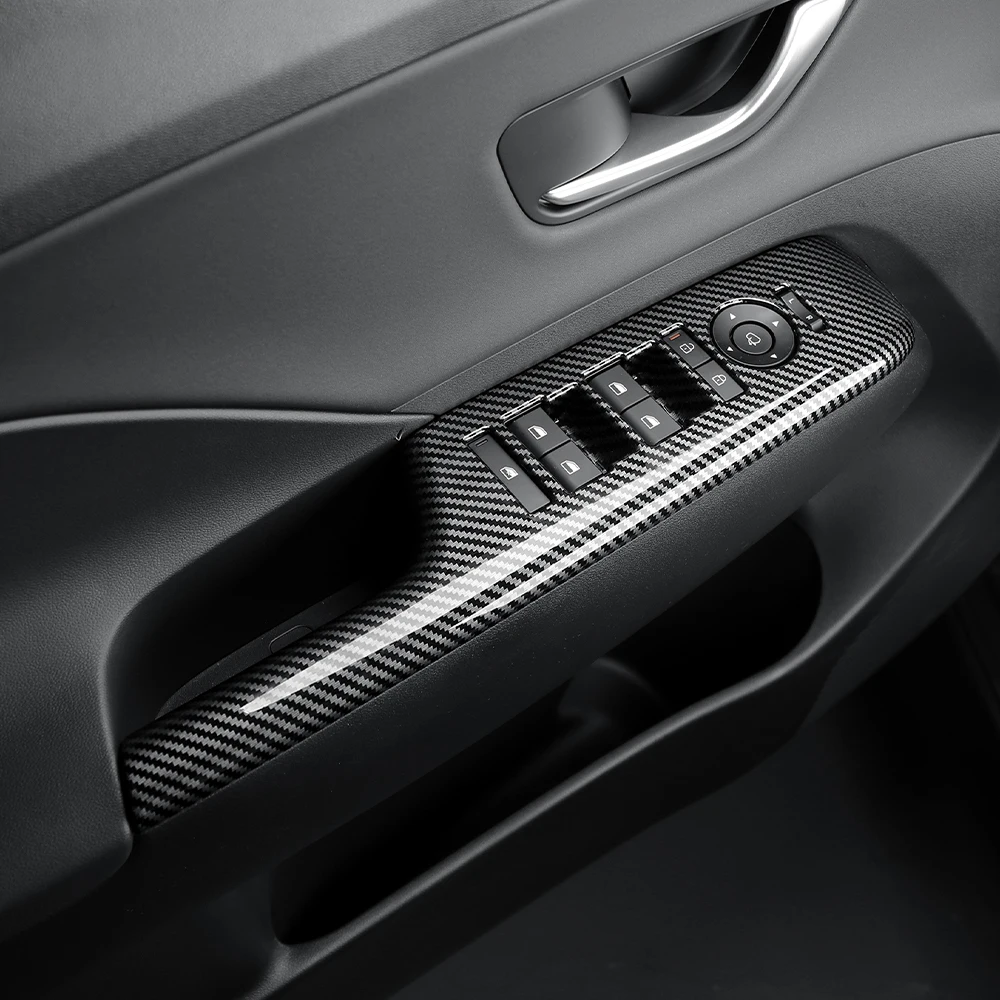 Фото 6 шт. для Hyundai KONA SX2 2024-2026 левый руль, кнопка переключателя подъема окна автомобиля, крышка дверного подлокотника, поверхностные чехлы, защитная накладка №2