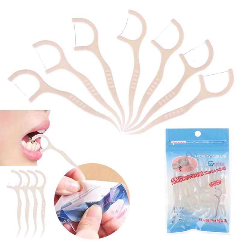 

30Pcs Dental Floss Oral Hygiene Dental Sticks Dental Tooth Picks ABS Floss