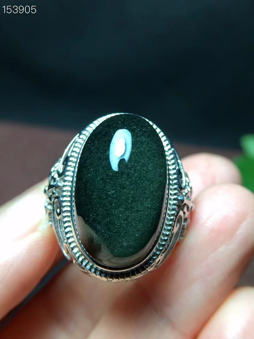 

Natural Green Phantom Quartz Oval Adjustable Ring 22/13mm Ring 925 Silver Phantom Women Men Jewelry AAAAAA