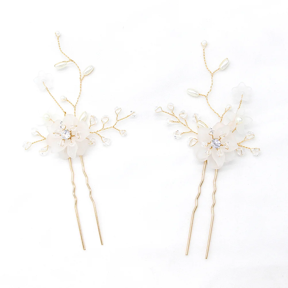 

2 PCS Wedding Hair Clip Hairpin Korean Bridal Flower Hairpins Accessories Bride