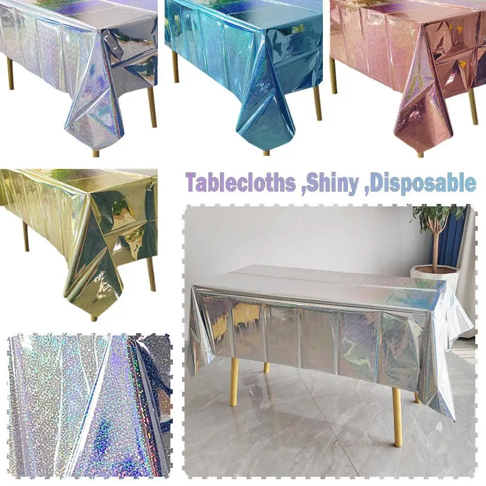 

Shiny Disposable Tablecloth Glitter Table Cloth Rectangular Dining Table Cover Tablecloths for Wedding Birthday Party Home Deco