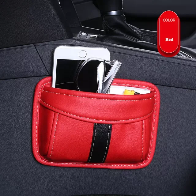 

Car Storage Box Multifunction PU Leather Protable Organizer Box Paste Type Debris Hanging Mobile Phone Storage Shelf