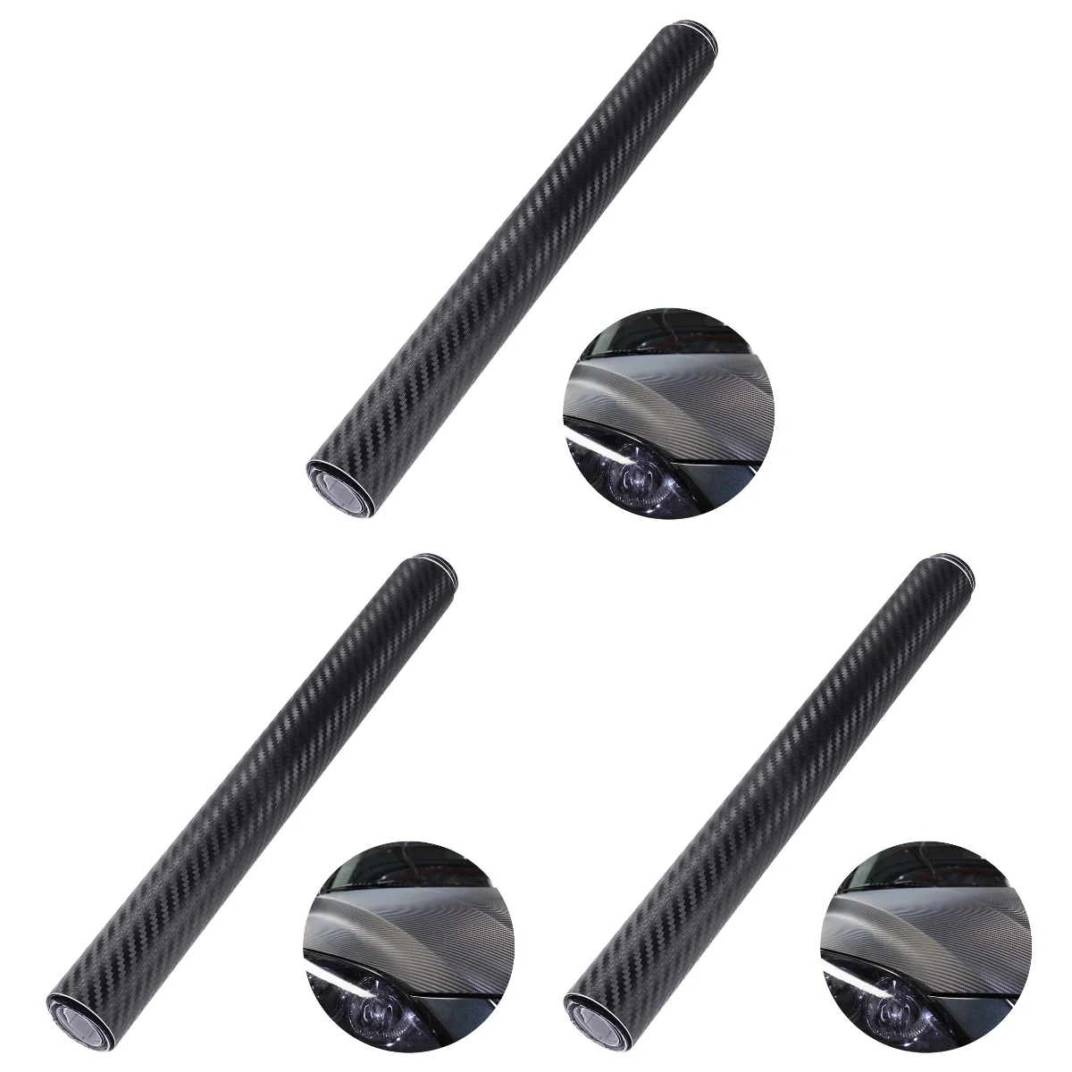 

3pcs 3D Carbon Fiber Wrap Roll DIY Sticker for Car Auto Vehicle Decor 127x20cm (Black)