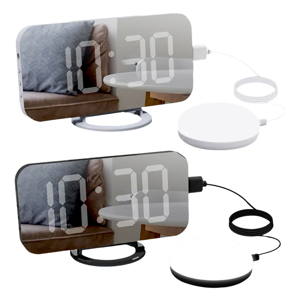 Digital Mirror  USB Charger with Vibrating Shaker Pad Dimmer