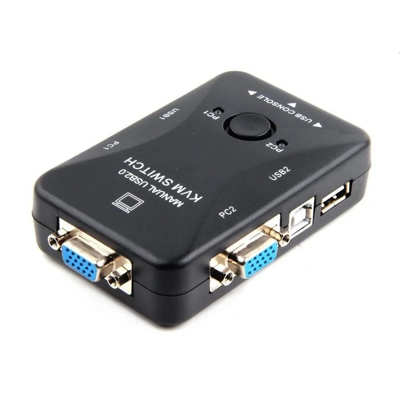 

New USB KVM Switch 2 Port VGA SVGA Switch Box USB 2.0 KVM Mouse Switcher Keyboard 1920*1440 Vga Splitter Box Sharing Switch