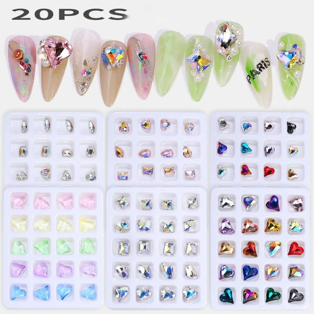 

Decorations Colorful On Rhinestone Beads Applique DIY Nail Rhinestones Heart Shape Rainbow & Jelly Candy Glass Crystal