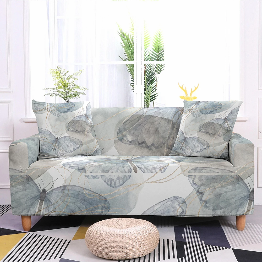 

3D Leaves Print Sofa Cover Elastic Sofa Covers For Living Room Sectional Corner Sofa Slipcover Armchair Couch Cover 1/2/3/4-seat