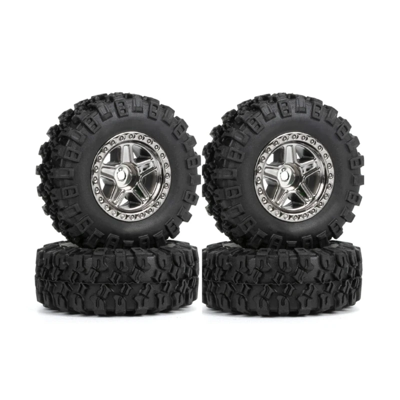 

4pcs 1-Inch Nylon Beadlock Wheel Tire Set 5-Spoke Hub Suitable for 1/24 RC Dropship