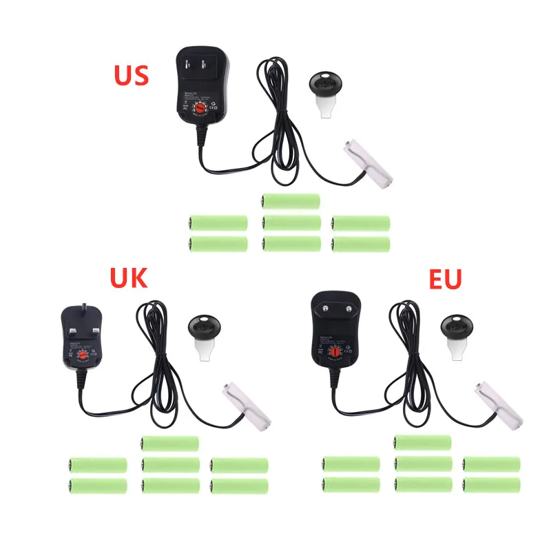 

AAA AA Battery Eliminator US/EU/UK Power Supply Adjustable Voltage 3V 4.5V 6V 9V 12V Adapter Replace 1-8PCS AA AAA Batteries