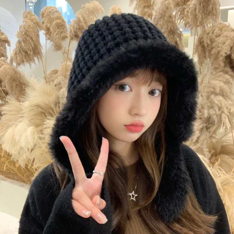 Зимние шапки для женщин вязаная шапка из искусственного меха плотная теплая с