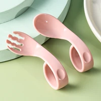 2pcsset baby gadgets tableware set toddler dinnerware cutlery baby feeding spoon fork kids learn to eat childrens tableware