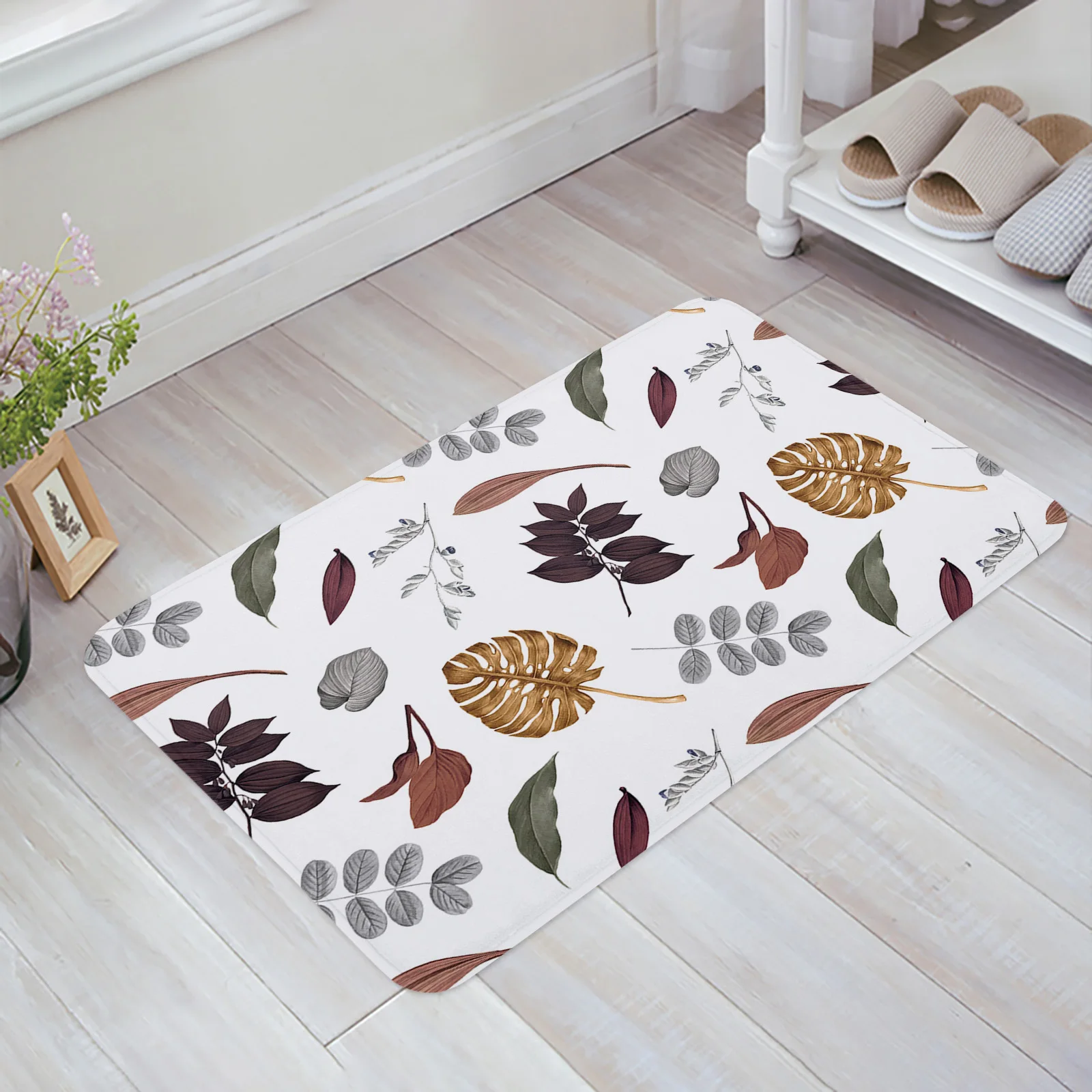 

Autumn Leaves White Background Door Mat Home Bathroom Anti-slip Floor Carpet Bedroom Carpet Living Room Entrance Doormat