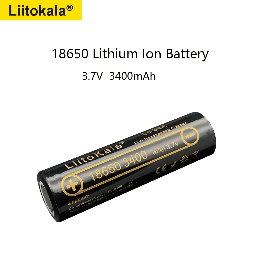 

Original high quality Liitokala 18650 battery 3.7V 3400mAh 18650 rechargeable batteries for flashlight bateria 18650 recargable