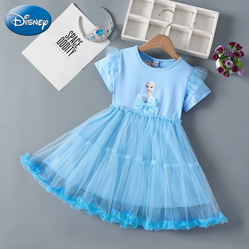 

Disney Frozen Elsa Short Sleeve Princess Dress Summer Girls Kids Dresses Cosplay Birthday Party Costume Vestido Children Outfits