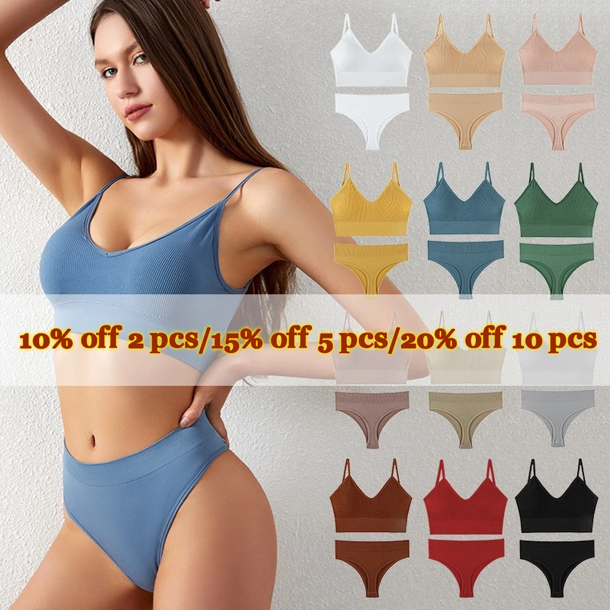 

Top Womens Lingerie Underwear Set Pcs Plussize Ladies Free Shipping Comfortable Cotton Bra Solid Color Women's 18 Plus For Girls